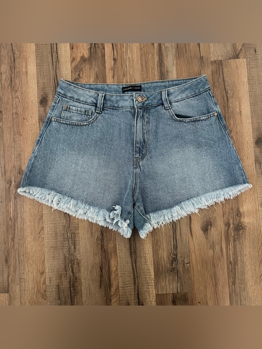 Sincerely Jules Frayed Hem Denim Shorts